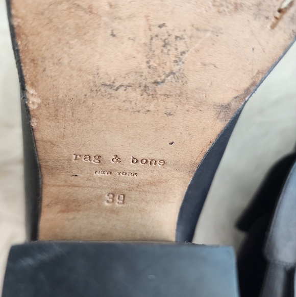 RAG & BONE HARROW LEATHER HEEL BOOTIES ROUND TOE BLACK SZ 39/8.5 - Picture 12 of 14